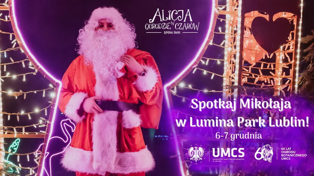 Św. Mikołaj i Alicja w Ogrodzie Czarów w Lumina Park Lublin