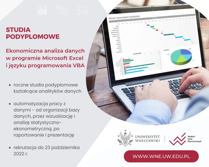 Trwa nabór na studia podyplomowe Ekonomiczna analiza danych w programie Microsoft Excel i języku programowania VBA na WNE UW