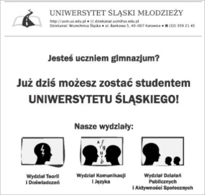 Uniwersytet Ślaski Młodzieży plakat