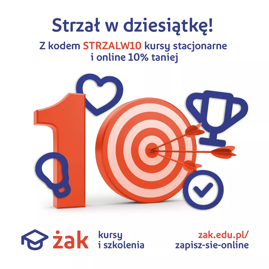 Zgarnij 10% zniżki na kursy w Żaku z kodem STRZALW10