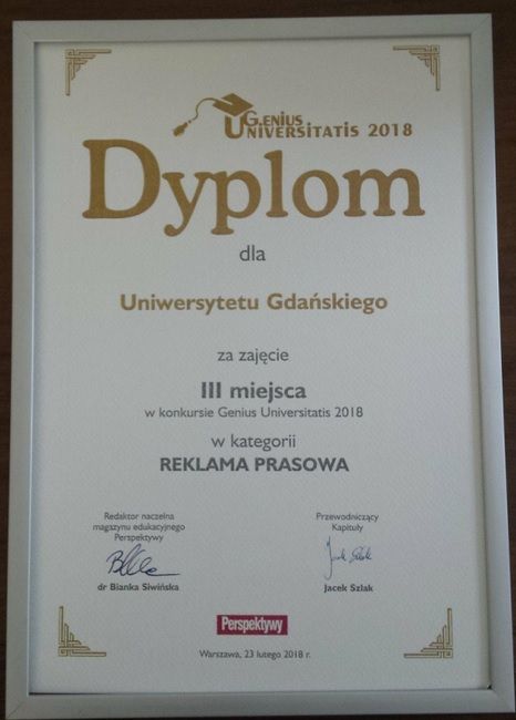 Dyplom dla UG